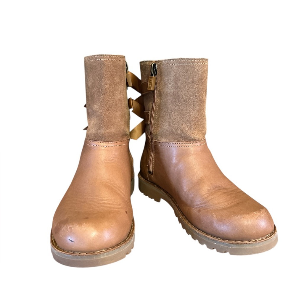 UGG Australia Girl's Bailey Bow 1108190K Leather Boots Brown Size 13